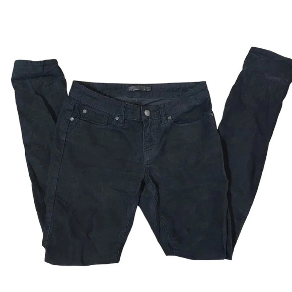 Prana black skinny pants women's corduroy size 4 casual y2k low rise comfy - Picture 1 of 13